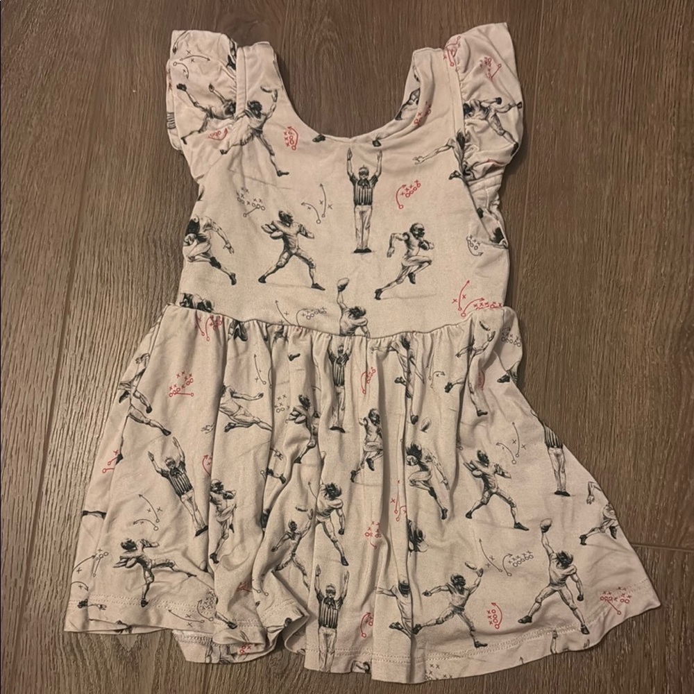 MACARON +Me Bamboo 12-18 Beige Dress with football Playful Print